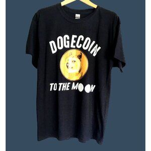 GILDAN- MENS DOGECOIN SHORT SLEEVE FRONT GRAPHIC HEAVY COTTON T-SHIRT SIZE LARGE
